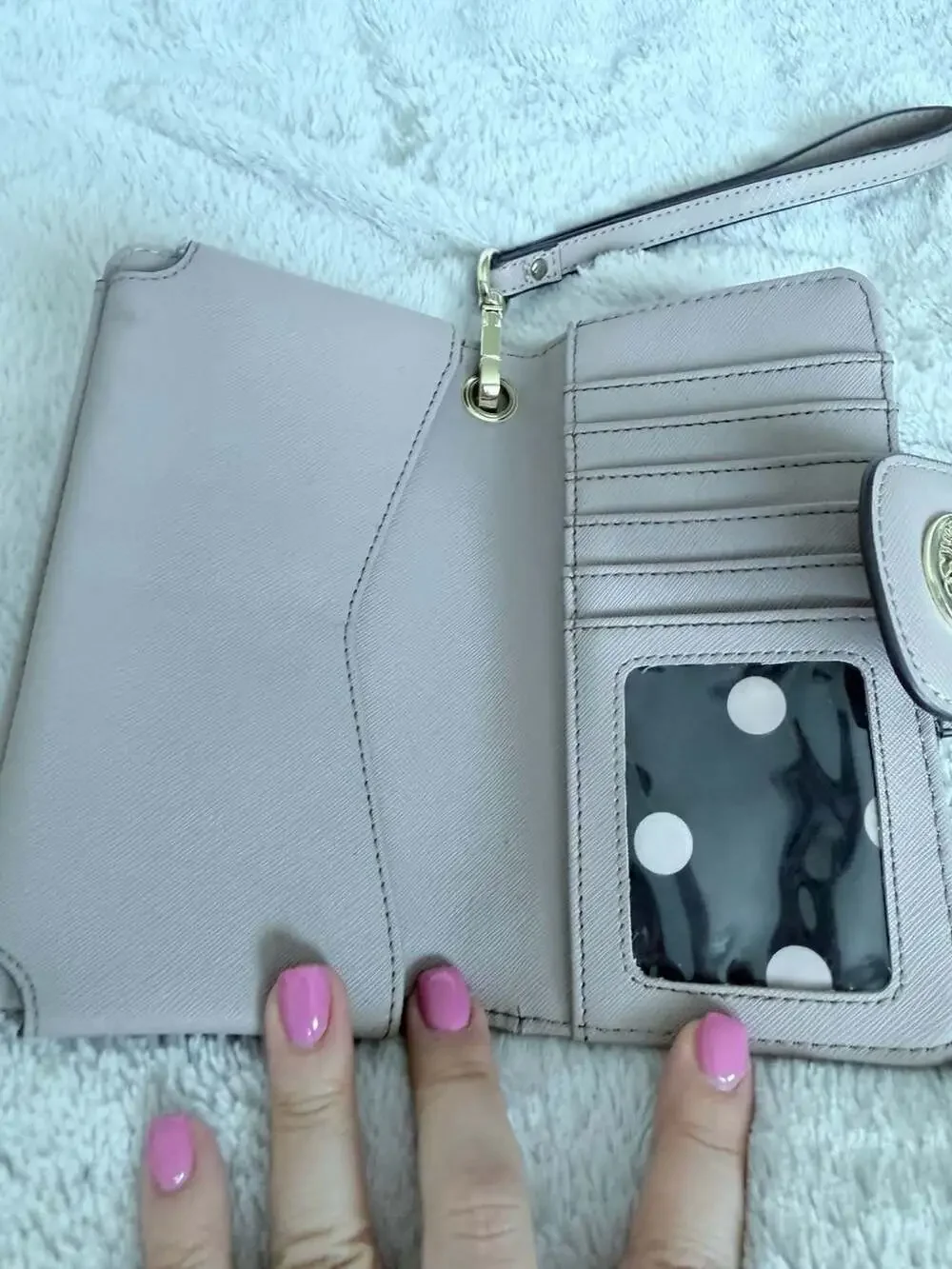 Anne Klein Faux Leather Saffiano Wristlet Wallet with Detachable Strap